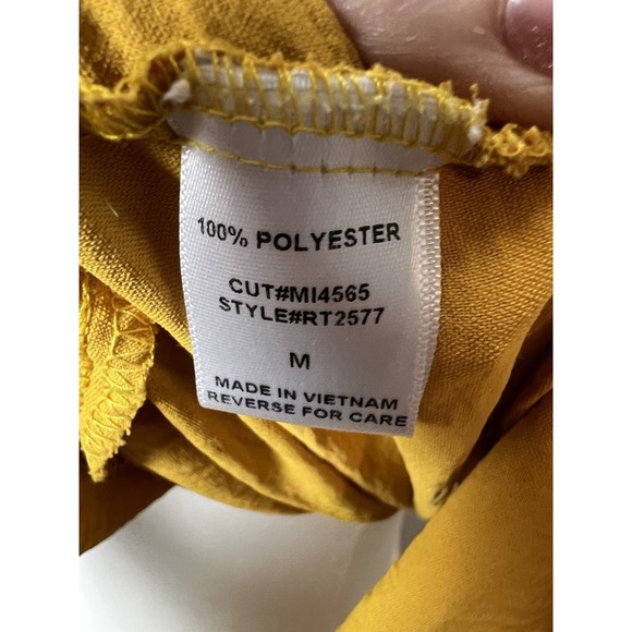 MISIA Puff Sleeve Front Knot Pullover Top Women's Size Medium Mustard - Picture 2 of 8
